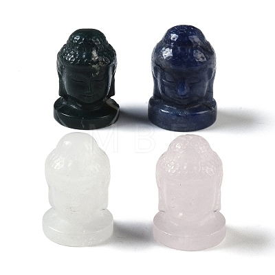 Natural Mixed Gemstone Carved Buddha Figurines DJEW-M015-01-1