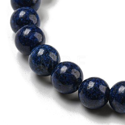 8.5mm Round Natural Lapis Lazuli Dyed Beaded Stretch Bracelets BJEW-C074-01K-1