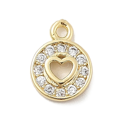 Brass Micro Pave Clear Cubic Zirconia Charms KK-B130-01G-07-1