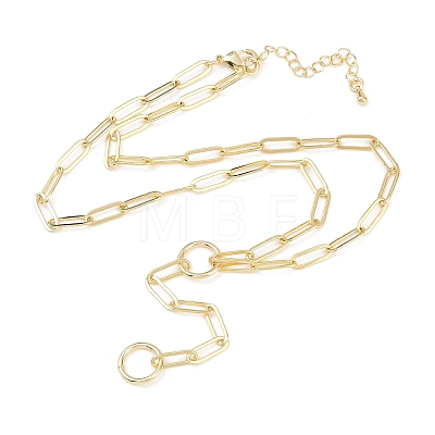 Brass Paperclip Chain Y Lariat Necklaces NJEW-H087-06G-G-1