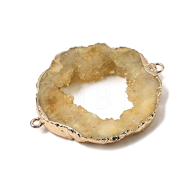 Dyed Natural Druzy Agate Slice Nuggets Links Connector Charms G-P614-04G-01-1