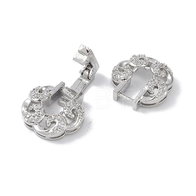 Rack Plating Brass Micro Pave Clear Cubic Zirconia Fold Over Clasps KK-NH0002-03B-P-1