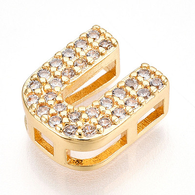 Brass Micro Pave Cubic Zirconia Charms KK-N254-217G-U-1