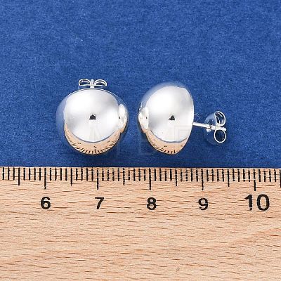 Half Round 304 Stainless Steel Stud Earrings EJEW-A125-80C-S-1