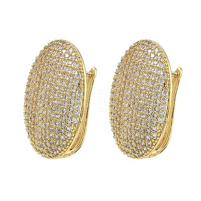 Brass Micro Pave Clear Cubic Zirconia Hoop Earrings EJEW-C182-01G-1