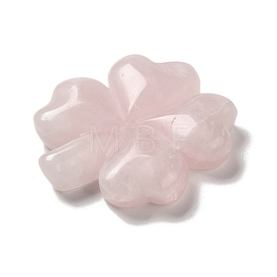 Natural Rose Quartz Carved Clover Figurines Statues for Home Office Tabletop Feng Shui Ornament DJEW-G044-01A-1