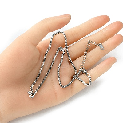 304 Stainless Steel Wheat Chain Necklace for Men Women NJEW-YW0001-17-1