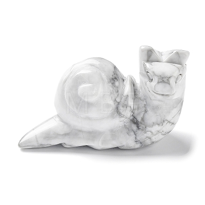 Natural Howlite Carved Healing Snail Figurines G-K342-02C-1