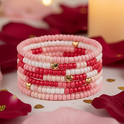 6Pcs 3 Styles Glass Seed Beads Stretch Bracelets Set CC4522-1-1