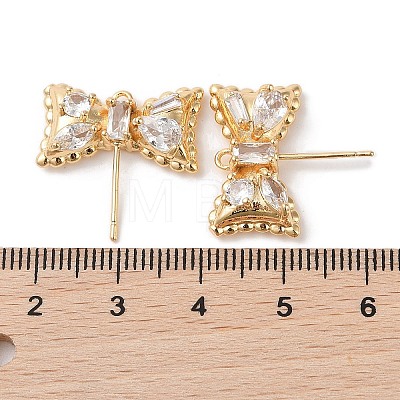 Brass with Clear Cubic Zirconia Stud Earring Findings KK-G491-56G-1
