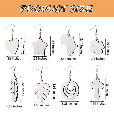 8 Sets 8 Style DIY Sublimation Blank Earring Making Finding Kit DIY-SZ0007-73-1