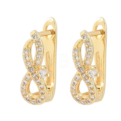 Brass Micro Pave Cubic Zirconia Hoop Earrings KK-Z166-06G-1