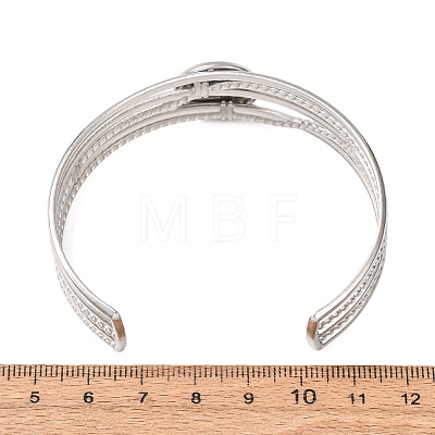 304 Stainless Steel Multi-strand Cuff Bracelet Blanks with Flat Round Bezel Settings SA-CBA4160-01A-P-1