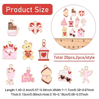 20Pcs 10 Styles Valentine's Day Alloy Enamel Pendants ENAM-YW0008-67-1