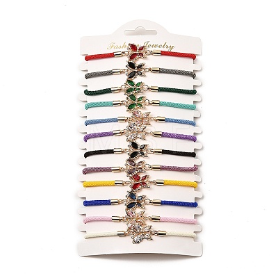 12Pcs 12 Colors Polyester Bracelets BJEW-P340-12B-G-1