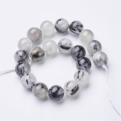 Natural Black Rutilated Quartz Beads Strands G-D295-10mm-1