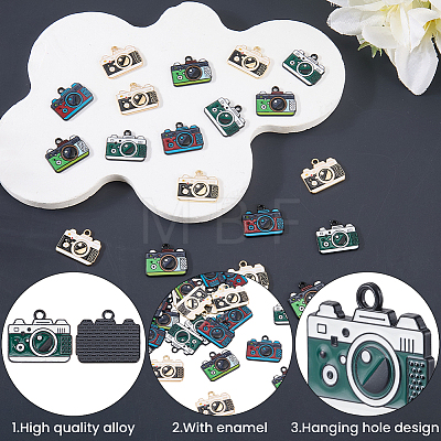 32Pcs 4 Colors Alloy Enamel Pendants ENAM-SC0008-20-1