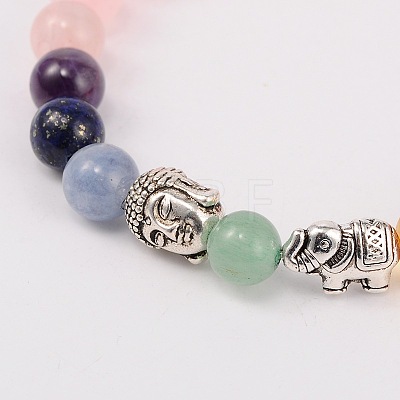 Stretch Buddhist Jewelry Multi-Color Gemstone Chakra Bracelets BJEW-JB01690-04-1