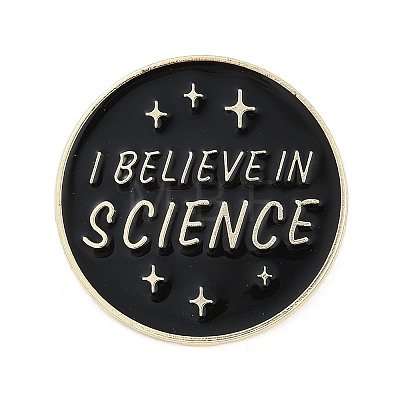 Flat Round with Word I Believe in Science Enamel Pins ENAM-R005-02KCG-02-1