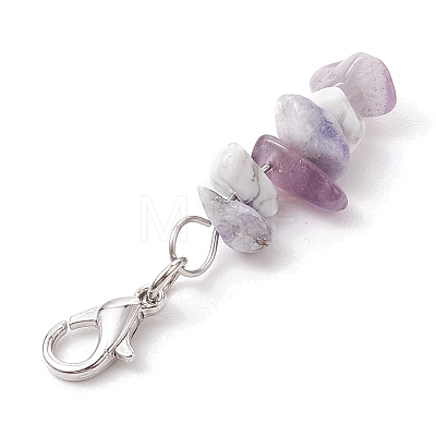 Natural Howlite & Amethyst & Purple Turquoise Chips Pendant Decoration HJEW-JM02304-03-1