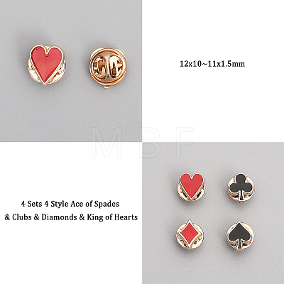 4 Sets 4 Style Ace of Spades & Clubs & Diamonds & King of Hearts Enamel Pins JEWB-CA0001-35-1