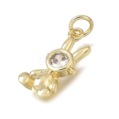 Brass Micro Pave Clear Cubic Zirconia Pendants CU-L001-18G-02-1