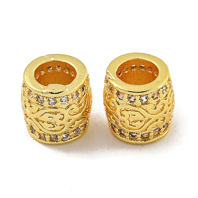 Rack Plating Brass Micro Pave Clear Cubic Zirconia European Beads KK-L215-301G-1