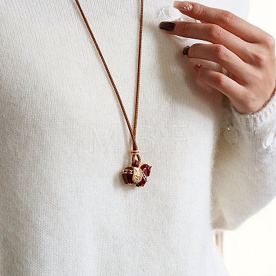 Brass Pave Cubic Zirconia and Enamel Horse Pendant Adjustable Cotton Cord Necklaces for Women WG24AFA-03-1