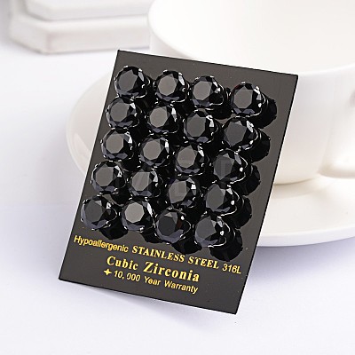 Round Cubic Zirconia Stud Earrings EJEW-H306-39-4mm-1