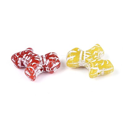 Dog Painted Glass Beads GLAA-T025-67M-02-1