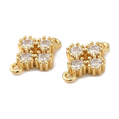 Rack Plating Brass Pave Cubic Zirconia Connector Charms KK-O142-44G-1