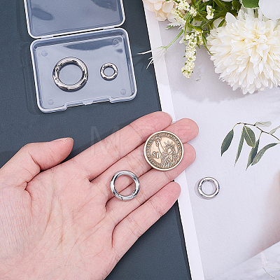 4Pcs 4 Styles 304 Stainless Steel Spring Gate Rings STAS-HY0002-16-1