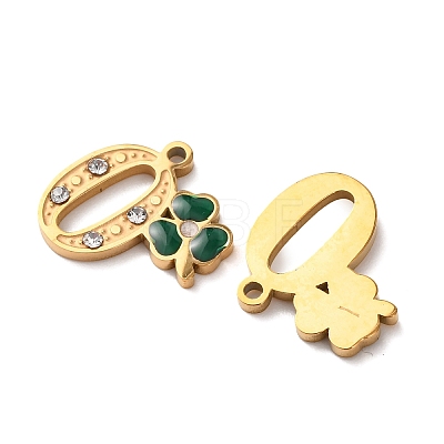 304 Stainless Steel Enamel & Rhinestone Pendants STAS-B130-01G-0-1