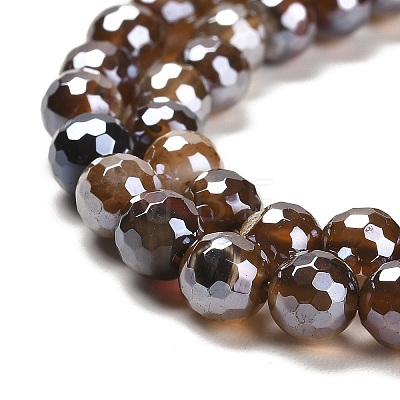 Electroplated Natural Agate Round Beads Strands G-L598-A01-01B-1