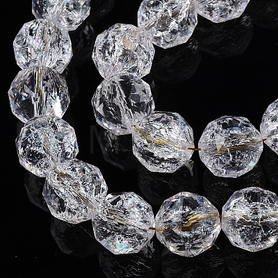 Transparent Crackle Glass Beads Strands X-GLAA-N051-01-1