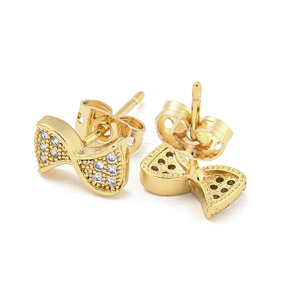 Brass Micro Pave Cubic Zirconia Ear Studs EJEW-P261-24A-G-1