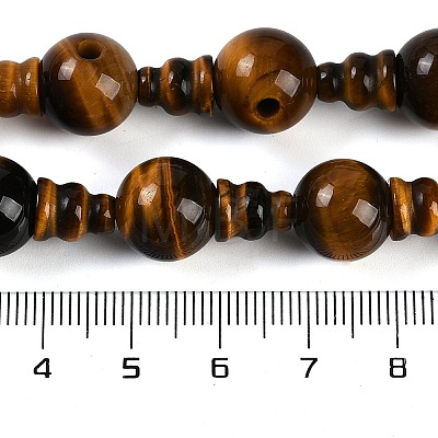 Natural Tiger Eye 3-Hole Guru Beads Strands G-H064-E04-01-1