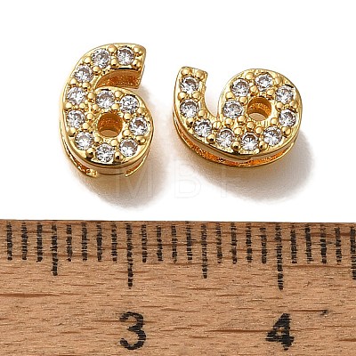 Rack Plating Number Brass Micro Pave Clear Cubic Zirconia Silde Charms KK-A231-13G-1