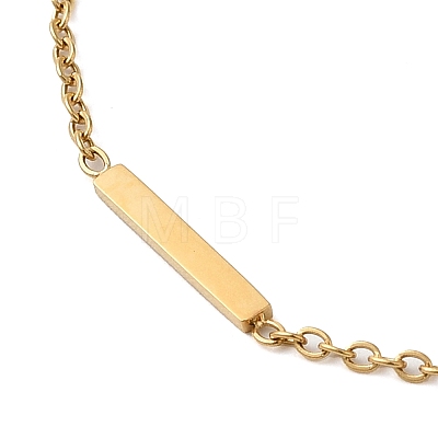 304 Stainless Steel Rectangle Link Chain Necklaces for Women NJEW-K255-06G-1