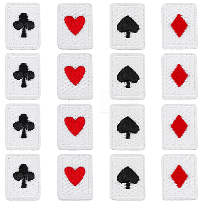 48Pcs 4 Style Playing Card Theme Polyester Embroidery Cloth Iron on/Sew on Patches PATC-FH0001-04-1