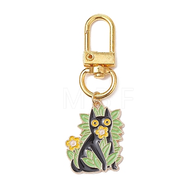 10Pcs 10 Styles Plant with Cat Alloy Enamel Pendant Decorations HJEW-JM01944-1