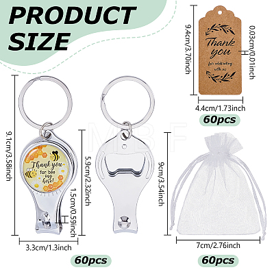 60Pcs Carbon Steel & Resin Nail Clipper Keychain MRMJ-WA0001-10A-1
