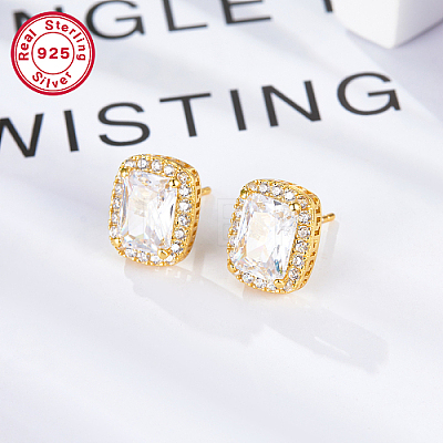 Cubic Zirconia Rectangle Stud Earrings ES5982-4-1