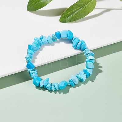 Synthetic Turquoise Chips Beads Stretch Bracelet for Women BJEW-AL00003-12-1