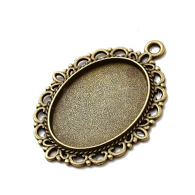 Oval Antique Bronze Color Zinc Alloy Pendant Settings for Cabochon & Rhinestone X-PALLOY-A15257-AB-LF-1