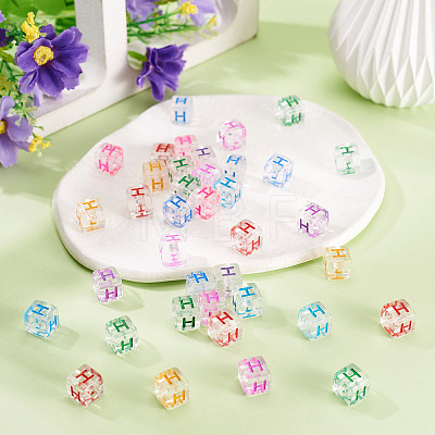50Pcs Acrylic European Beads MACR-TADJ0001-13H-1