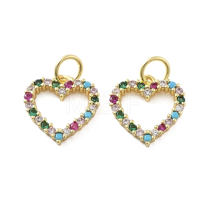 Brass Micro Pave Cubic Zirconia Pendants KK-C092-24G-G-1