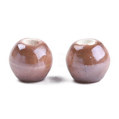 Pearlized Handmade Porcelain Round Beads PORC-S489-6mm-13-1