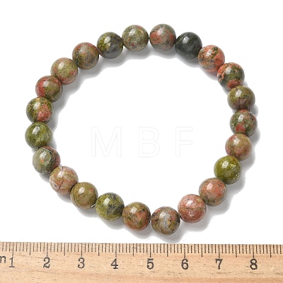 Natural Unakite Bead Stretch Bracelets X-BJEW-K212-B-006-1