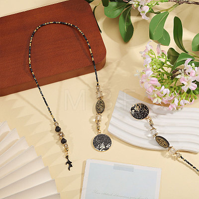 2Pcs Plastic Bead with Zinc Alloy Enamel Charms Bookmarks AJEW-GL0003-52B-1